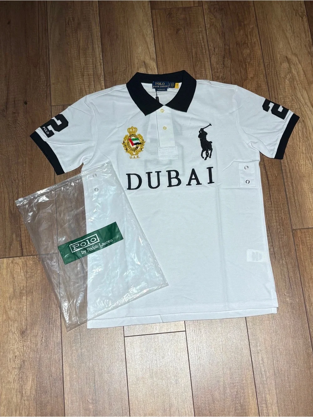 Polo Ralph Lauren Dubai White Polo Shirt Custom Slim Fit Brand New Mens Size M